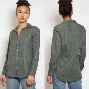 Frank & Eileen Green Star Print 100% Cotton V-Neck Button-Up Frank Shirt